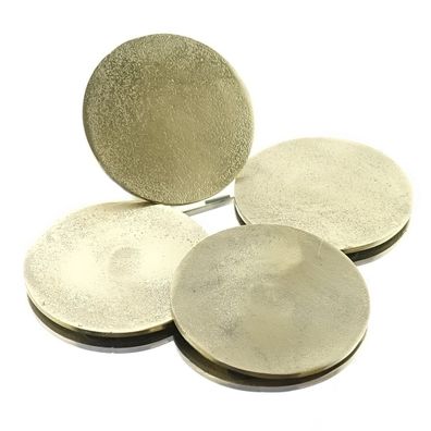 Runde Untersetzer Goldfarben Ø 10 cm aus Aluminium - 4er Set