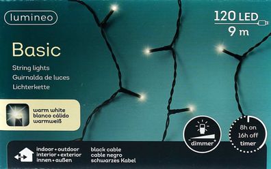 Lumineo LED Lichterkette Basic 900 cm 120 Lichter warmweiß