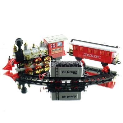Spielzeug Eisenbahn Lok 2 Waggons & Schienenoval Licht & Geräusche - Kunststoff