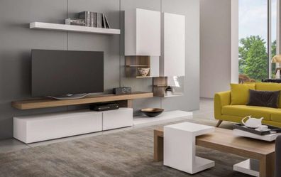 Weiße Wohnwand Möbel Moderne Hängeschränke Wandregale TV-Ständer Sideboard