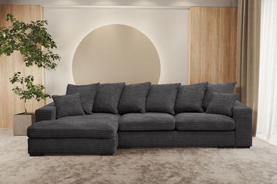 Ecksofa mit schlaffunktion und bettkasten, Couch L-form Gabon stoff Zoom Graphit