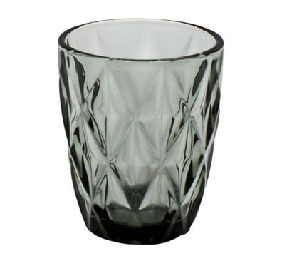 2 Stück Wasser Whisky Gläser Saft Trink GRAU Bar 200ml Raute Glas Becher Set