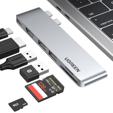 Ugreen 6 in1 Multifunktionsadapter USB-C Kartenlesegerät kompatibel mit MacBook ...