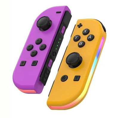 Joy Con Controller in lila-gelb I 2er-Set mit LED und Turbo für Nintendo Switch