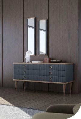 Designer Kommode Mit Schubladen Natural Walnut- Matt Anthracite