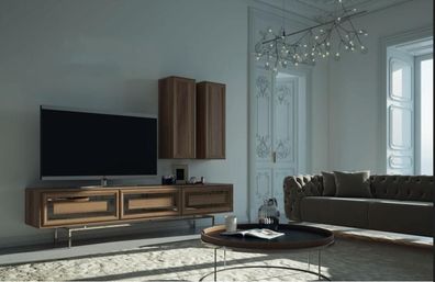 Luxus Wohnwand luxus Wohnzimmer TV Ständer Modern Holz Designer rtv fernseher
