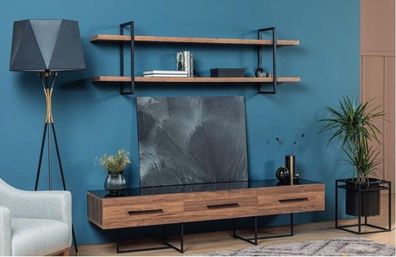 Design Wandschrank Regal Wohnzimmer TV-Ständer Holz Wand Regale neu