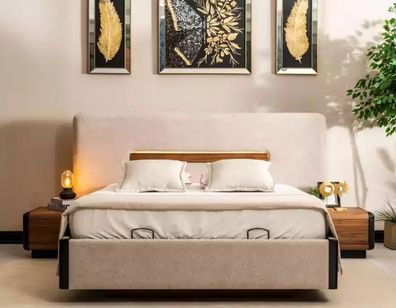 Bett Möbel Design Betten Doppelbett Luxus Schlafzimmer Textil Holz Neu