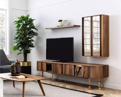 tv Lowboard rtv Schrank Tisch Wohnzimmer Holz Modern Wohnwand Möbel 5tlg