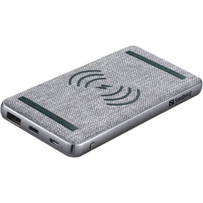 Wireless Powerbank Sandberg 10000mAh QC3.0 1xUSB-A 1xUSB-C Grey 5705730420610