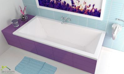 ECOLAM Badewanne 155x70 Quadro Rechteck Acrylwanne Füße Ablaufgarnitur Silikon GRATIS