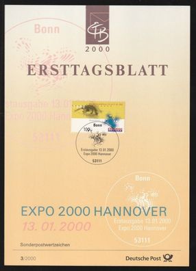 BRD Ersttagsblatt Weltausstellung EXPO 2000 Hannover ETB 3-2000