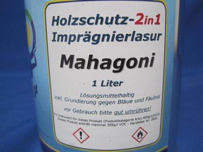 Mahagoni Holzschutzlasur 1 Liter Imprägnierlasur 2in1 Holzschutz