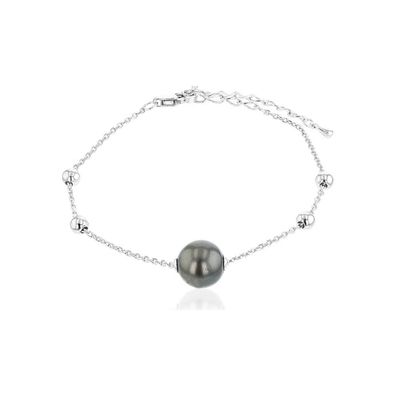 Luna-Pearls Armband 925 Silber rhod. Tahiti-Zuchtperle - HS1099