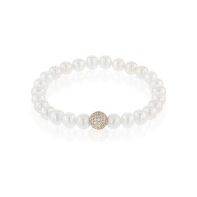 Luna-Pearls Armband 925 Silber verg. Süßwasser-Zuchtperle Zirkonia - 104.0276