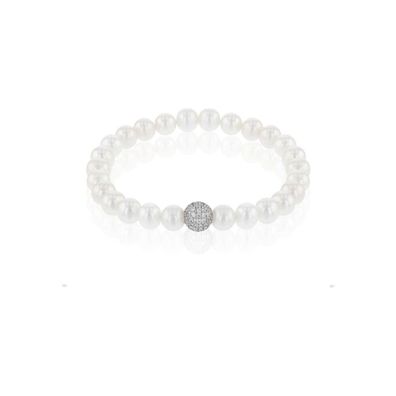 Luna-Pearls Armband 925 Silber rhod. Süßwasser-Zuchtperle Zirkonia - HS1173