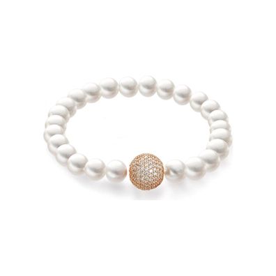 Luna-Pearls Armband 925 Silber rosé-verg. Süßwasser-Zuchtperle Zirkonia - HS1175