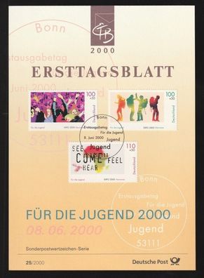 BRD Ersttagsblatt 2 Belege Für die Jugend EXPO 2000 ETB 25 und 25a-2000