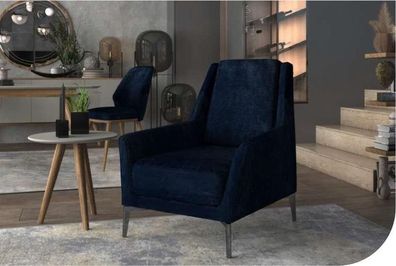 Blauer Relax Sessel Moderner Einsitzer Wohnzimmermöbel Clubsessel Neu