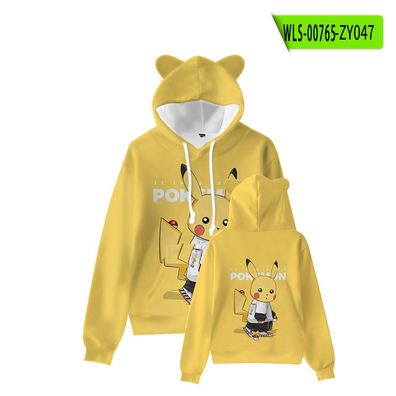 Kinder Hoodie Pikachu Snorlax 3D Druck Katzenohren Sweatshirts Herbst Warme Pullover
