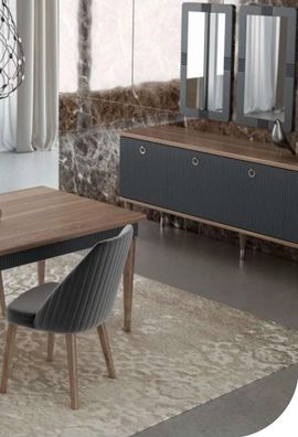 Grauer Moderner Luxus Stuhl Stühle Einsitzer Holzmöbel Küchenstühle