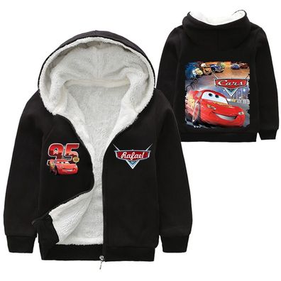 Kinder Lightning McQueen Hoodie 3D Druck Zip Sweatshirts Mantel mit Berber Fleece