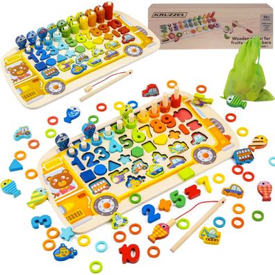 Sortierspiel Montessori Lernspielzeug 6 in 1 Magnetisches Angelspiel 22636