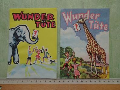 2 alte DDR Wuntertüten Wunder Tüte ? Elefant Giraffe EVP für Kinder