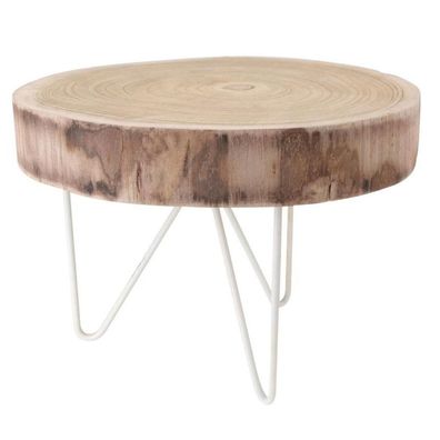 Runder Minitisch auf Beinen Holz Metall Couchtisch Tisch Tabelle Modern Dekotisch