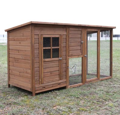 Hühnerstall Nr.07"Gockelstolz" mit Nistkasten&Freilaufgehege für 2-4 Hühner