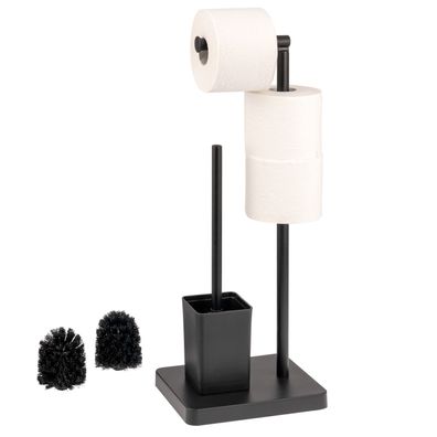 eluno Stand-WC-Garnitur 3in1, WC-Bürste, (Ersatz-)Rollenhalter, schwarz