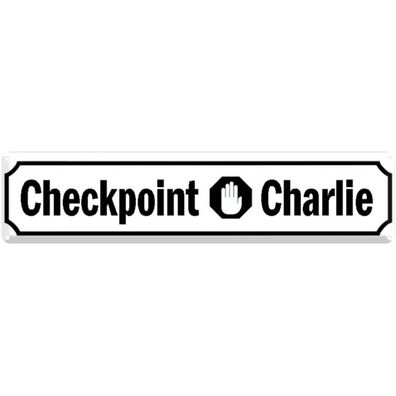 vianmo Blechschild 46x10 cm gewölbt Stadt Checkpoint Charlie Berlin