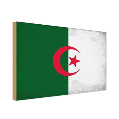 vianmo Holzschild Holzbild 20x30 cm Algerien Fahne Flagge