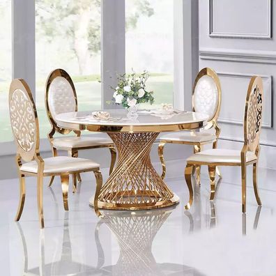 Runder Tisch Goldener Fuß Chrom Rundtisch Tische Esstische Luxus 130cm