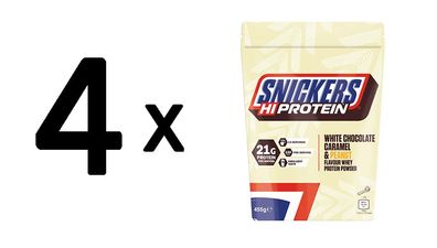 4 x Mars Protein Snickers White Protein Powder (455g) White Chocolate, Caramel and Pe