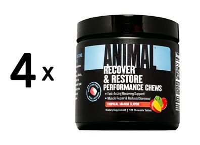 4 x Universal Nutrition Animal Recover and Restore Performance Chews (120) Tropical M