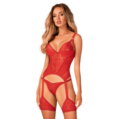 OB Belovya corset & thong red - (ML, XSS, XXL)