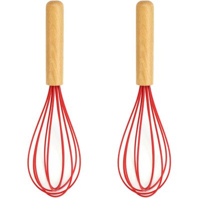 Silikon-Schneebesen mit Holzgriff - Schneebesen für Eier und Eierrot