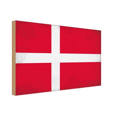 vianmo Holzschild Holzbild 30x40 cm Dänemark Fahne Flagge