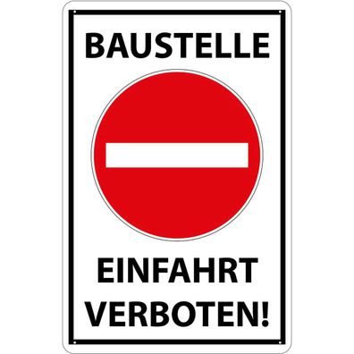 vianmo Blechschild 18x12 cm gewölbt Warnung Baustelle Einfahrt verboten