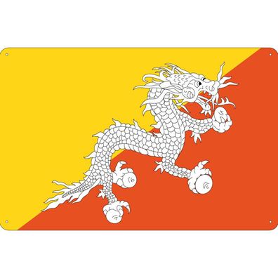 vianmo Blechschild Wandschild 30x40 cm Bhutan Fahne Flagge