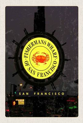 Holzschild 20x30 cm - San Francisco Usa Fischermans Wharf