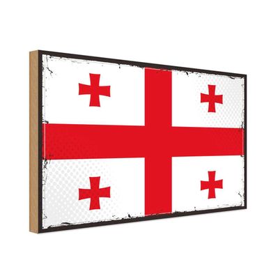 vianmo Holzschild Holzbild 30x40 cm Georgien Fahne Flagge