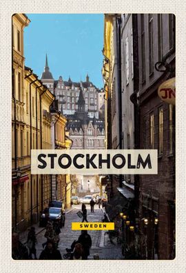 Holzschild 20x30 cm - Stockholm Schweden Altstadt