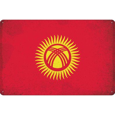 vianmo Blechschild Wandschild 30x40 cm Kirgisistan Fahne Flagge