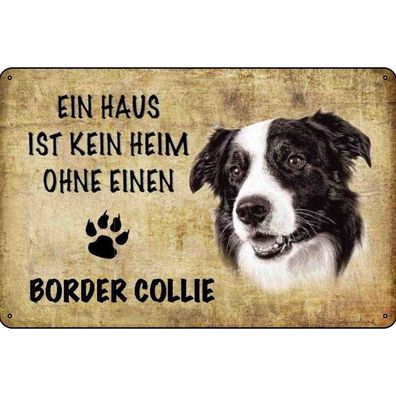 vianmo Blechschild 18x12 cm gewölbt Tier Border Collie Hund Geschenk