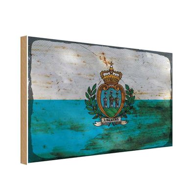 vianmo Holzschild Holzbild 30x40 cm San Marino Fahne Flagge