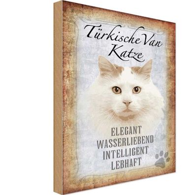 vianmo Holzschild 20x30 cm Tier türkische Van Katze Geschenk