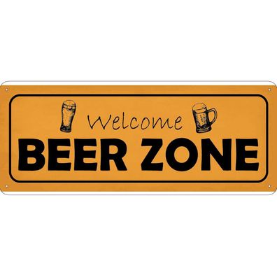 vianmo Blechschild 27x10 cm gewölbt Essen Trinken welcome Beer Zone