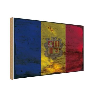 vianmo Holzschild Holzbild 30x40 cm Andorra Fahne Flagge
